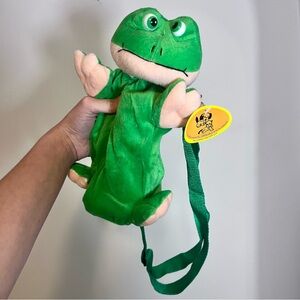 Vintage y2k green frog plushie water 16 oz bottle holder bag